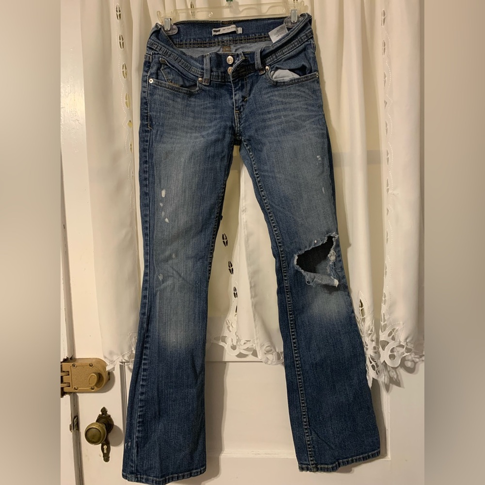 Levi's 524 Super Low Distressed Flared Jeans